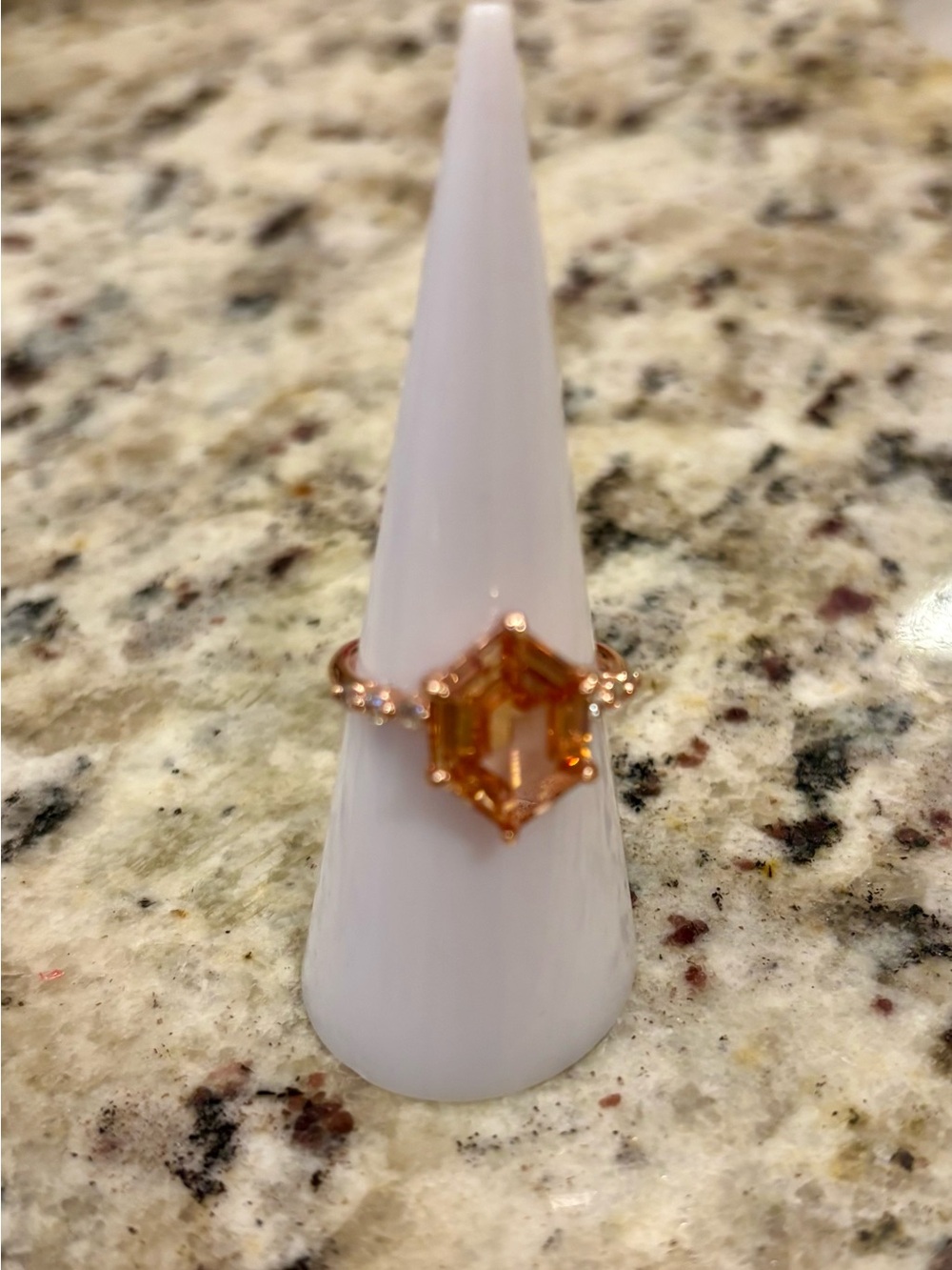 BP Stunning Rose Gold Hexagon Citrine Cocktail Ring - Women Jewelry-Size 7 - Picture 5 of 5